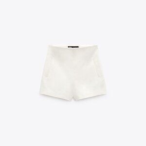 Zara White High Waist Women's Shorts